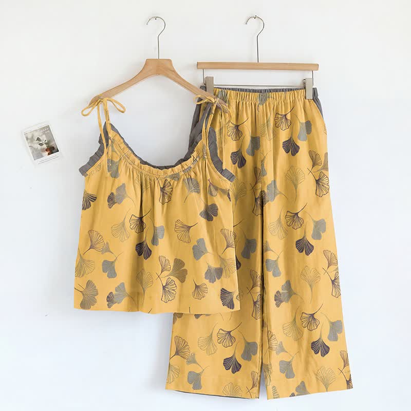 Set pigiama Ginkgo composto da top e pantaloni. - Giallo e grigio scuro - XL - image 25