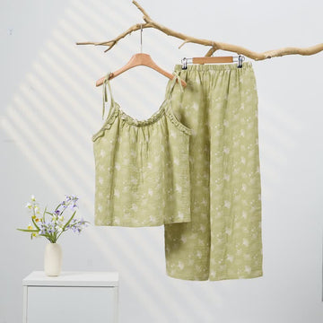 Pigiama in cotone con foglie di ginkgo fresche - image 0