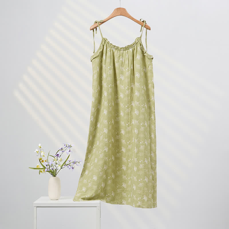 Camicia da notte in cotone con ginkgo fresco - image 3
