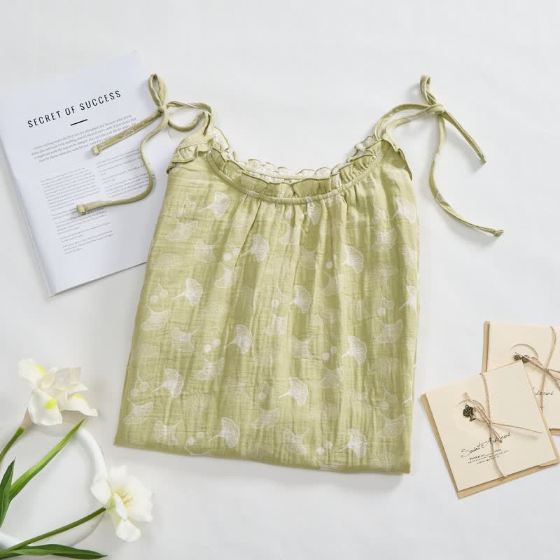 Camicia da notte in cotone con ginkgo fresco - image 1