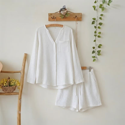 Completo pigiama composto da maglia a maniche lunghe e pantaloncini - Bianco - L - image 2