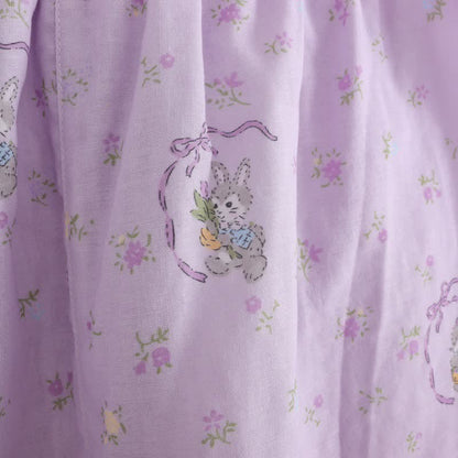 Completo da casa in cotone con coniglietto viola e motivo floreale (3 pezzi) - image 11