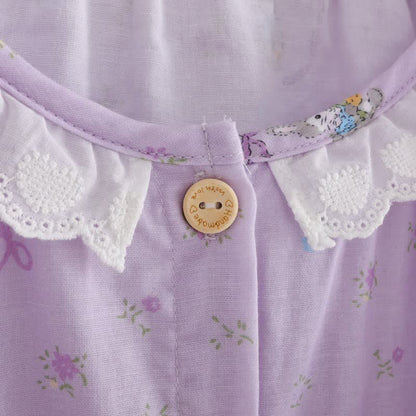 Completo da casa in cotone con coniglietto viola e motivo floreale (3 pezzi) - image 6