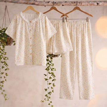 Completo da casa in cotone con stampa a stelle (3 pezzi) - Beige - XL - image 0