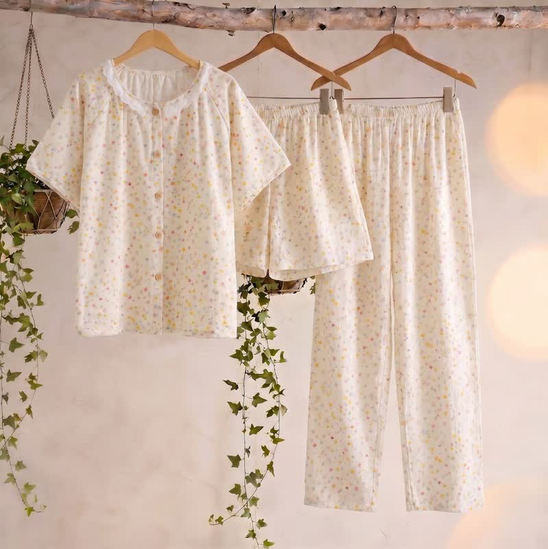 Completo da casa in cotone con stampa a stelle (3 pezzi) - Beige - XL - image 0