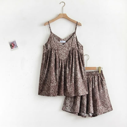 Set pigiama composto da canotta e pantaloncini con stampa vintage - image 1