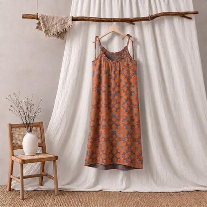 Camicia da notte vintage boho in cotone con canotta - image 2