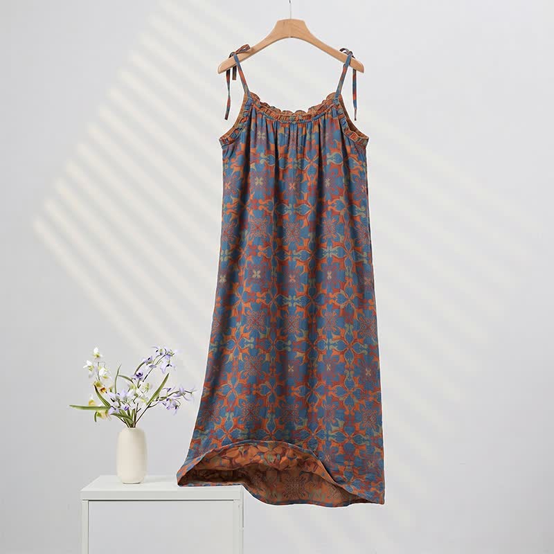 Camicia da notte vintage boho in cotone con canotta - image 3