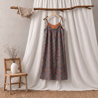 Camicia da notte vintage boho in cotone con canotta - image 7