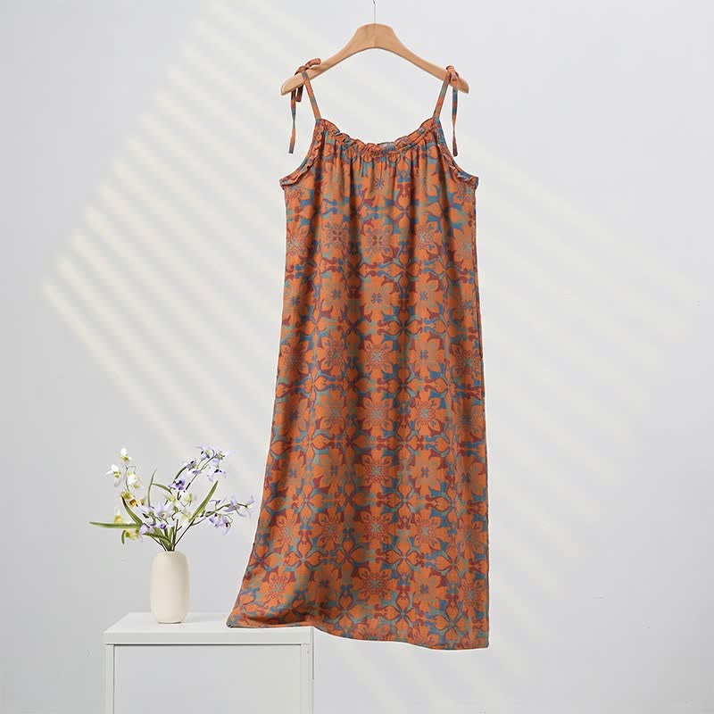 Camicia da notte vintage boho in cotone con canotta - image 8