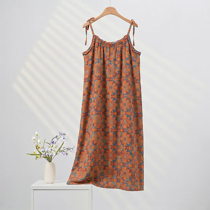 Camicia da notte vintage boho in cotone con canotta - image 8