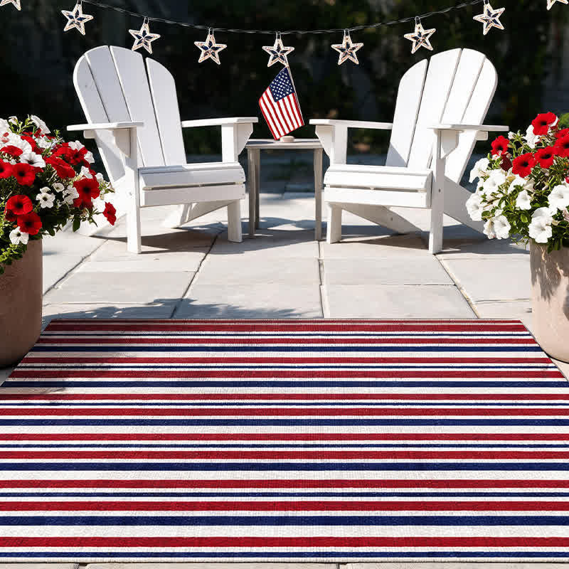 Tappeto da esterno a righe in stile patriottico americano - image 7