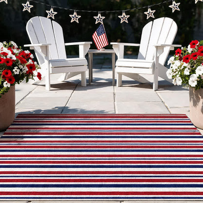 Tappeto da esterno a righe in stile patriottico americano - image 7