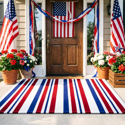 Tappeto da esterno a righe in stile patriottico americano - image 5