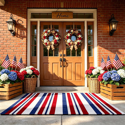 Tappeto da esterno a righe in stile patriottico americano - image 4
