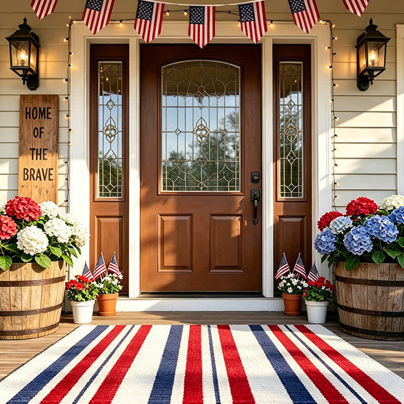 Tappeto da esterno a righe in stile patriottico americano - image 2