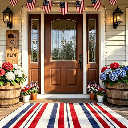 Tappeto da esterno a righe in stile patriottico americano - image 2