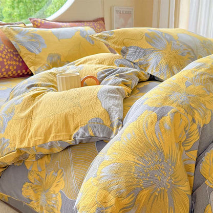 Set di biancheria da letto in garza di cotone con motivo floreale, composto da 4 pezzi. - image 4