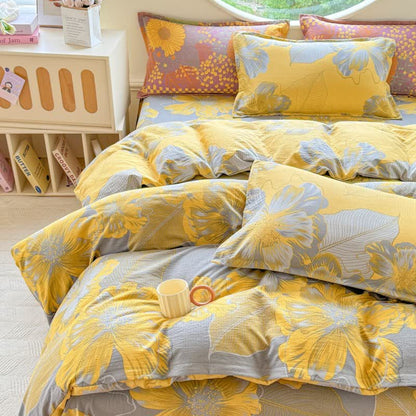 Set di biancheria da letto in garza di cotone con motivo floreale, composto da 4 pezzi. - Matrimoniale Grande - image 0
