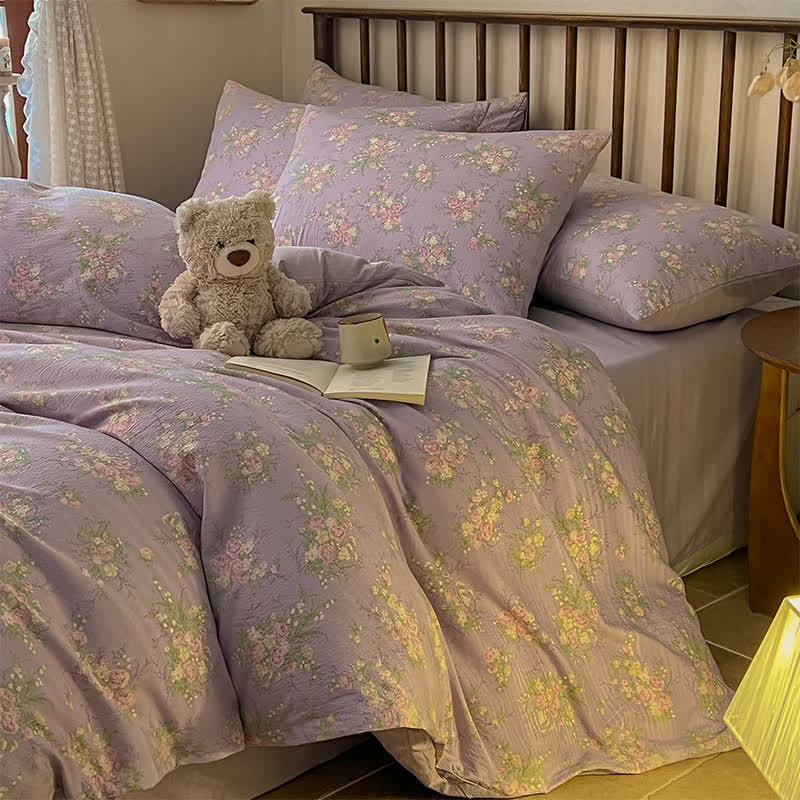 Set di biancheria da letto in garza di cotone color rosa antico (4 pezzi) - image 1