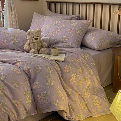 Set di biancheria da letto in garza di cotone color rosa antico (4 pezzi) - image 1