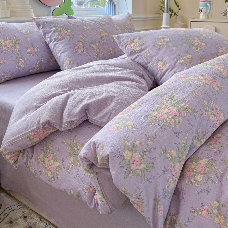 Set di biancheria da letto in garza di cotone color rosa antico (4 pezzi) - image 3