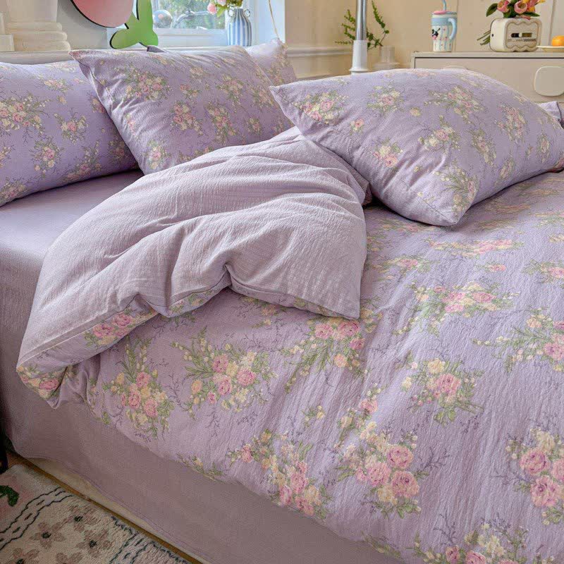 Set di biancheria da letto in garza di cotone color rosa antico (4 pezzi) - image 2