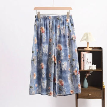 Pantaloni da pigiama corti a vestibilità comoda con stampa floreale pastorale - Blu - 6XL - image 0