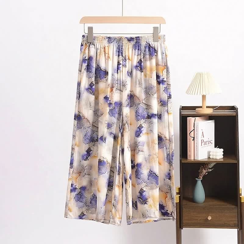 Pantaloni da casa corti con stampa artistica - Beige - 6XL - image 0