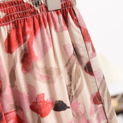 Pantaloni da pigiama corti a fantasia floreale rossa - image 5