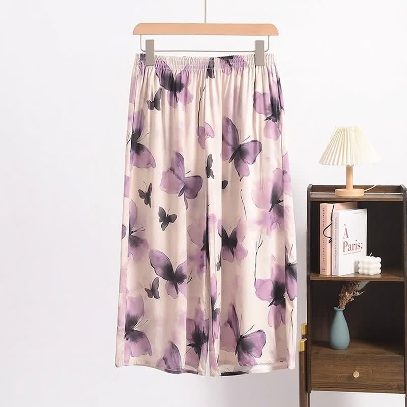 Pantaloni del pigiama corti con stampa farfalla da sogno - Beige - 6XL - image 0