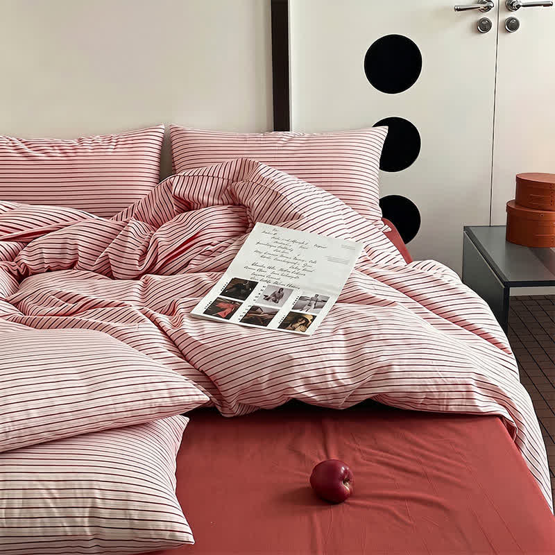 Set di biancheria da letto in cotone lavato a righe blu francese - image 4