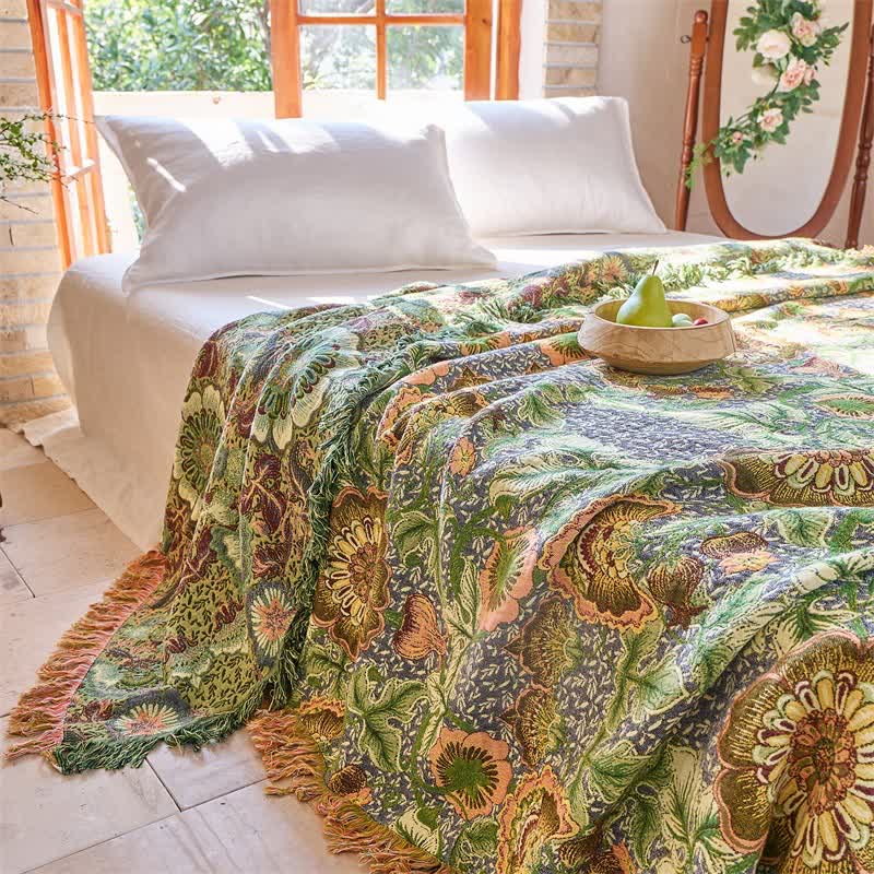 Coperta/trapunta reversibile in garza di cotone a 4 strati con motivo floreale - image 5