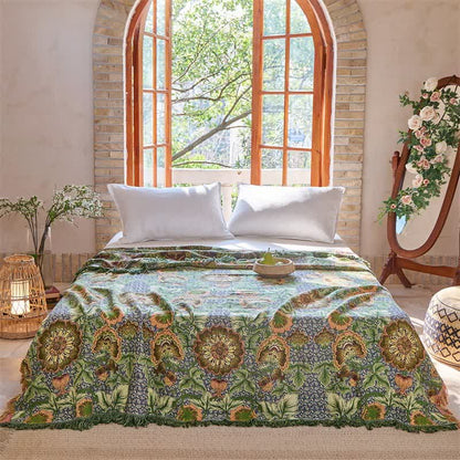 Coperta/trapunta reversibile in garza di cotone a 4 strati con motivo floreale - image 2