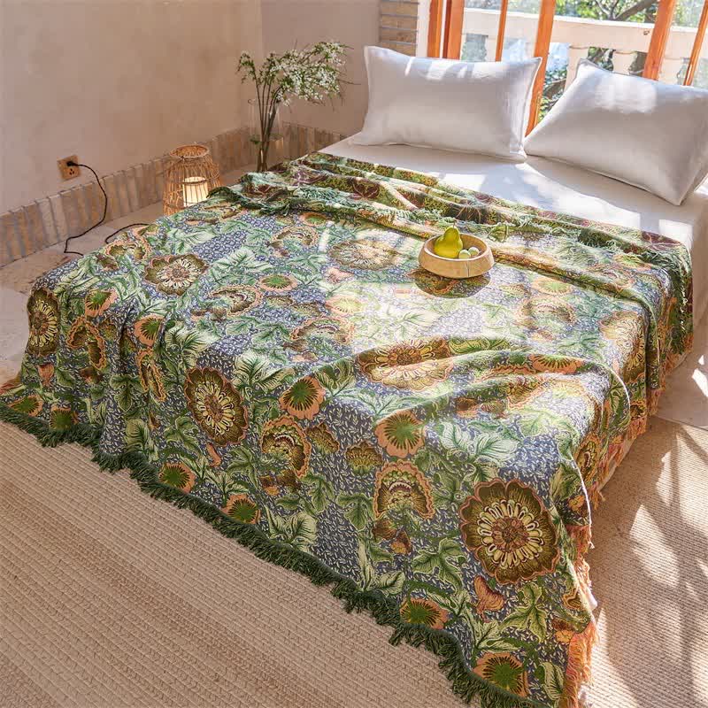 Coperta/trapunta reversibile in garza di cotone a 4 strati con motivo floreale - image 3