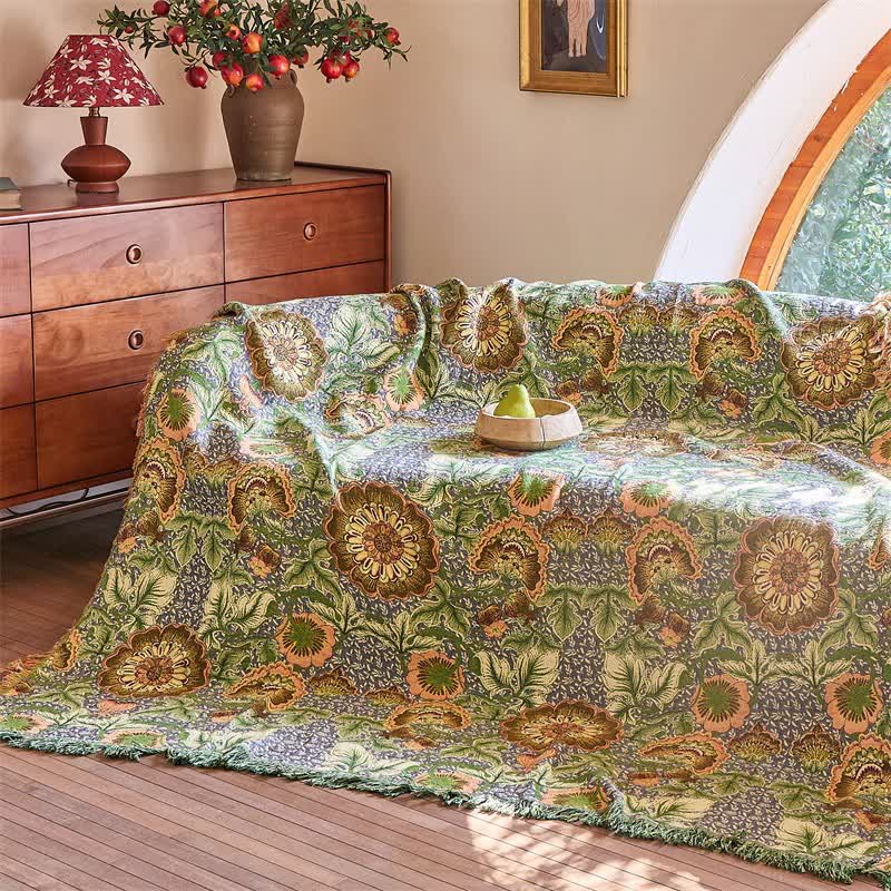 Coperta/trapunta reversibile in garza di cotone a 4 strati con motivo floreale - image 4