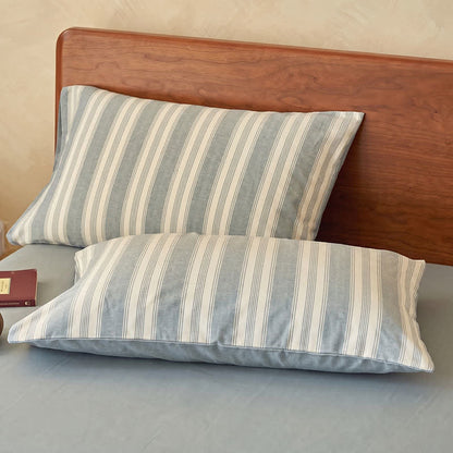 Set di biancheria da letto in doppia garza a righe azzurre. - image 2