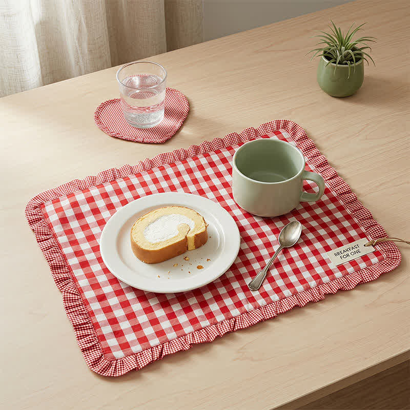 Tovaglietta in cotone a righe, morbida e minimalista. - Rosso - 18″ × 13″ - image 0