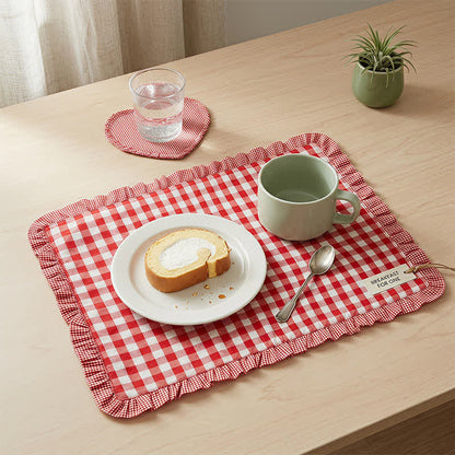 Tovaglietta in cotone a righe, morbida e minimalista. - Rosso - 18″ × 13″ - image 0