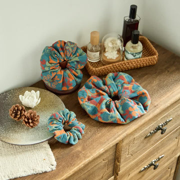 Set di 3 elastici per capelli con stampa floreale in stile boho - Blu - Confezione da 3 elastici per capelli - S+ M+ L - image 0