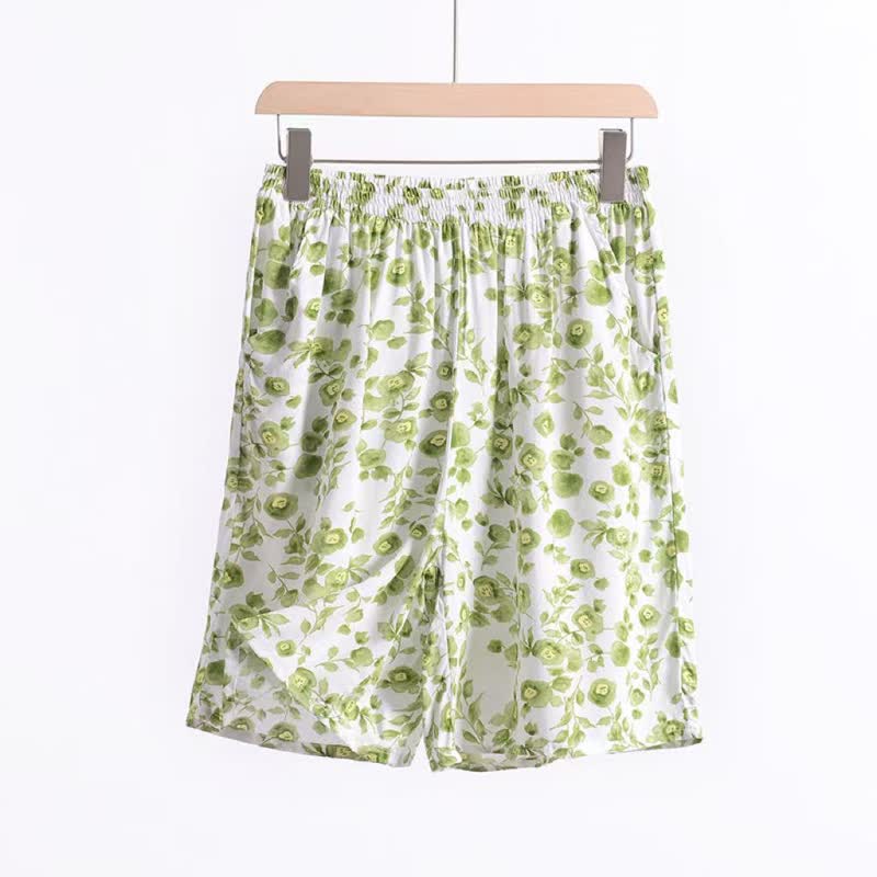 Pantaloncini da casa estivi in ​​cotone con stampa floreale. - image 4