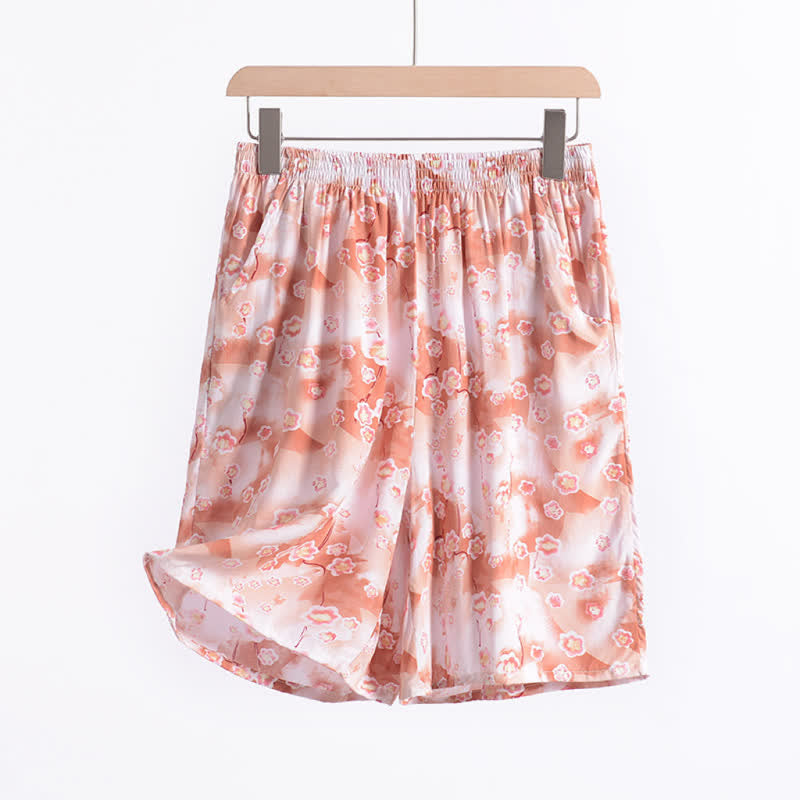 Pantaloncini da casa estivi in ​​cotone con stampa floreale, comodi e rilassati. - image 4