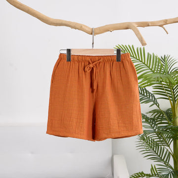 Pantaloncini da casa comodi in garza di cotone con coulisse - Arancia - XL - image 0