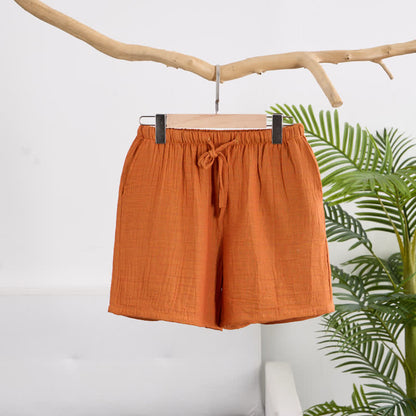 Pantaloncini da casa comodi in garza di cotone con coulisse - Arancia - XL - image 0