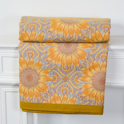 Trapunta a 3 strati in mussola di cotone con motivo girasoli in stile boho - image 2