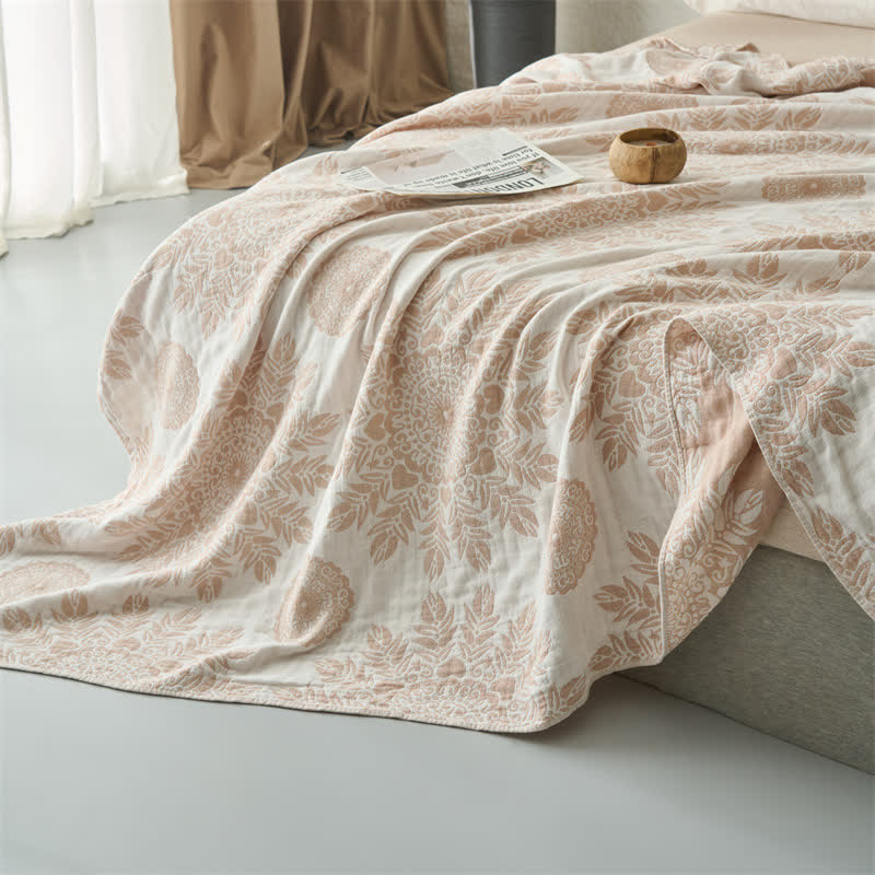 Coperta/trapunta in mussola di cotone con motivo floreale vintage - image 4