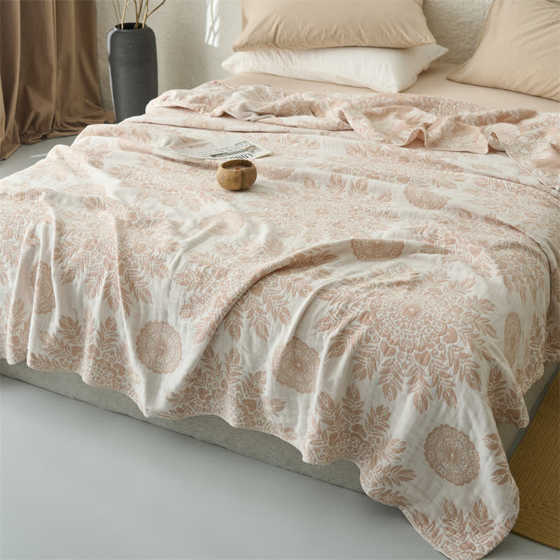 Coperta/trapunta in mussola di cotone con motivo floreale vintage - image 3