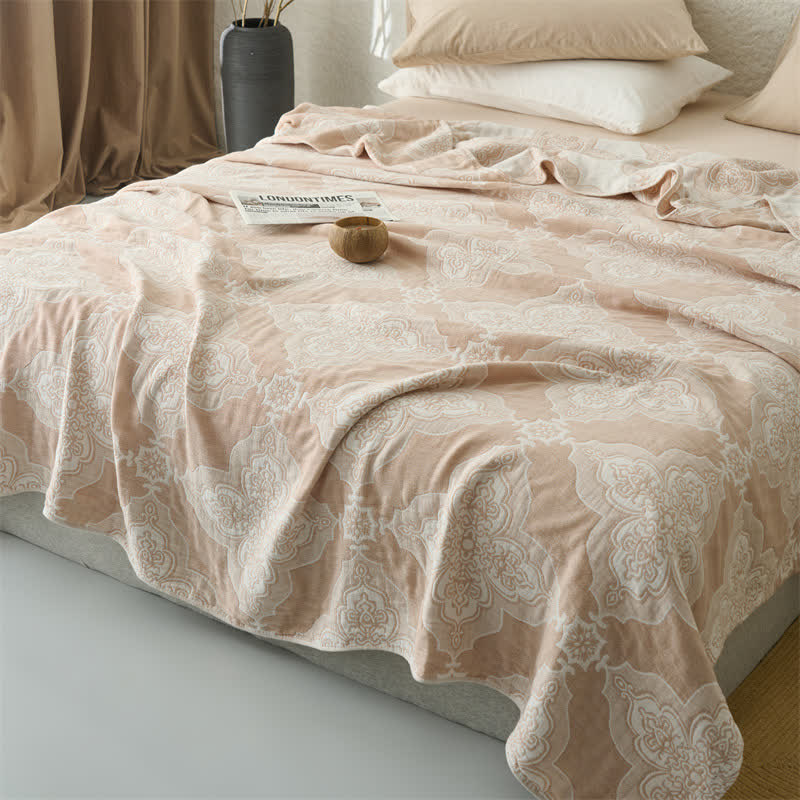 Coperta/trapunta vintage in mussola di cotone damascato a 3 strati - image 1