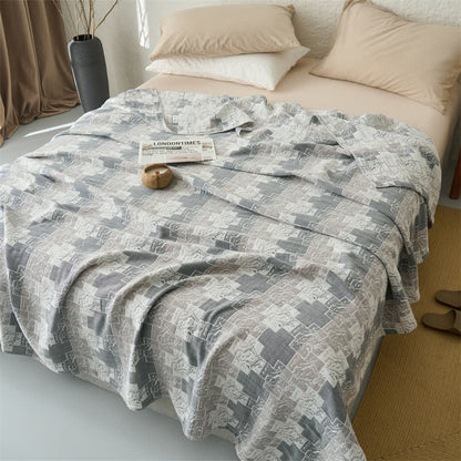 Coperta reversibile in mussola di cotone con motivi geometrici - image 5