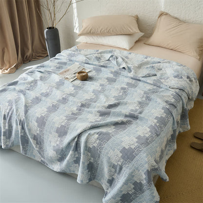 Coperta reversibile in mussola di cotone con motivi geometrici - image 3